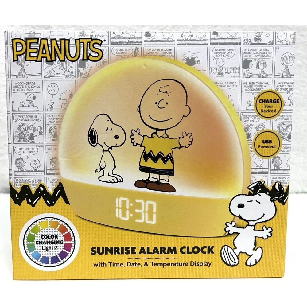Peanuts Charlie Brown and Snoopy Yellow Sunrise Alarm Clock